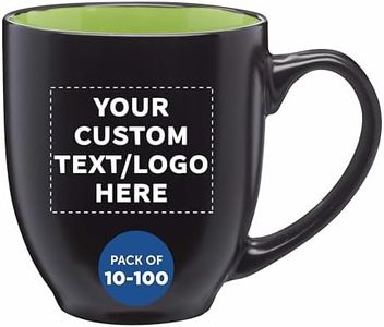 Custom Bistro Coffee Mugs 16 oz Set of 10/50/100 Personalized Bulk Pack Great for Coffee Tea Cocoa Diner and Everyday Use - Lime Green
