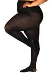 HONENNA Queen Plus Size Tights Semi Opaque Control Top High Waist Stockings Nylons Pantyhose for Women, 1 Pair Black, 5XL-6XL