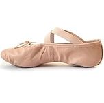 s.lemon Leather Ballet Shoes,Genuine Leather Split-Sole Dance Practice Pink Ballet Slipper with Tie 40