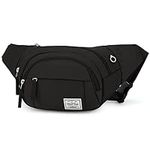 WindTook Large bumbags for Women Mens Travel Fanny Packs Ladies Travel, Running, Sport Hiking Waist Bag（Black）