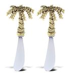 KitchaBon Gold Stainless Steel Dip & Cheese Spreader, Condiment & Butter Spreader Utensils For Appetizer Spread on Party Charcuterie Board, Metal Cheese Spreaders Kitchen Set of 2-4.75" - Palm Tree