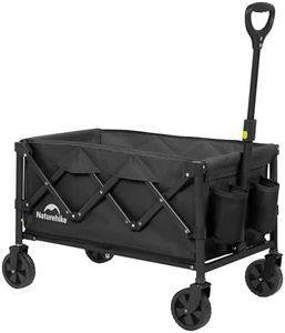 Naturehike Lightweight Cart, Collapsible Portable Wagon Cart, 80 Liters Camping Cart, Maximum 100 Liters, Garden Outdoor Park Utility Beach Trolley (Black)