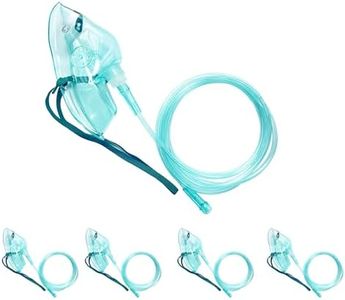 4 Packs Adult Europe Standard Oxygen Mask with 6.6' Tubing and Adjustable Elastic Strap - Size L+