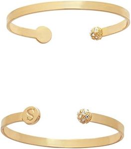 Mud Pie Chelsea Initial Gold Plate Metal Pave Bracelet