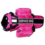 haoyueer SERVICE DOG BACKPACK Harness vest Removable Saddle Bags with label Patches (L Fits Girth 26-31", Hot Pink)