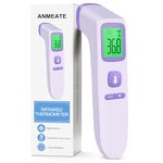 No-Touch Forehead Thermometer for Adults, Infrared Digital Thermometers for Kids, Touchless Baby Thermometer, Accurate Reading with LCD Display, Mute Mode, Memory Recall, Fever Alarm (Purple)