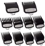 Guards Cutting Guides Professional Comb Set，10 Pcs Black Hair Cutting Guide Combs Set with Metal Clip Compatible with Most Wahl Clippers