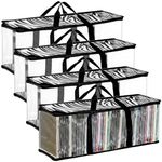 Lawei Set of 4 DVD Storage Case Holder Organizer Bags Media Case Holder Organizer Bag Hold up to 160 DVDs (40 Each Bag), Zebra