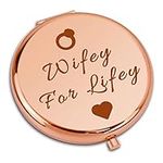 Bridal Shower Gifts Wifey Gift Compact Makeup Mirror For Bride Wedding Gift for Bride from Groom Wife Gifts from Husband Bachelorette Party Gifts Folding Makeup Mirror Engagement Anniversary Present