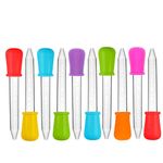 10 Pieces Graduated 5-ML Clear Liquid Droppers, CKANDAY Multi-Color Silicone and Plastic Pipettes with Bulb Tip for Candy Oil Kitchen Kids Gummy Making