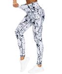 THE GYM PEOPLE Thick High Waist Yoga Pants for Women, Tummy Control Workout Running Yoga Leggings with Pockets (Medium, Marble)