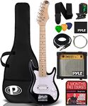 Pyle Kids Electric Guitar Starter Kit with Amplifier, 30” Mini Instrument w/ 10W Amp & Complete Accessories, PEGKT30 Black