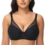 FallSweet Push Up Lace Bras for Women Underwired Padded Add one Cup Sexy Bra(Black,36C)