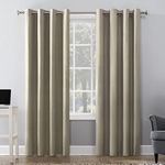 Sun Zero Duran Thermal Insulated 100% Blackout Grommet Curtain Panel, 50" x 84", Linen Off-white