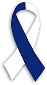 Small Blue & White Ribbon Decals for Lou Gehrig's Disease Awareness - Use on Your Helmet or Vehicle - Perfect for Support Groups, Events and Fundraising (1 Decal - Retail)