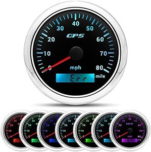 ARTILAURA GPS Speedometer 85mm 3-3/8" Boat GPS Speedometer Car 7 Color 80MPH Marine Speedometer Gauge AUTO Truck Waterproof 9-32V(Black)