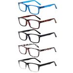 5 Pack Reading Glasses for Men and Women Spring Hinges Classic Readers Frame (Mix Color-1, 1.25, x)