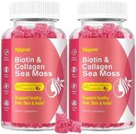 2 Pack Vegan Collagen Gummies with Biotin, Sea Moss, Keratin, Hyaluronic Acid , Vitamin for Skin, Hair Growth, Nails & Joints, Women Men Adults Kids, 120 Gummies Vitamins Supplement