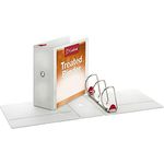 Cardinal 3 Ring Binder, 5 Inch Treated Binder with Easy Shelf Pull, Locking Slant-D Rings, Customizable ClearVue Covers, Holds 1,100 Sheets, White (32150)