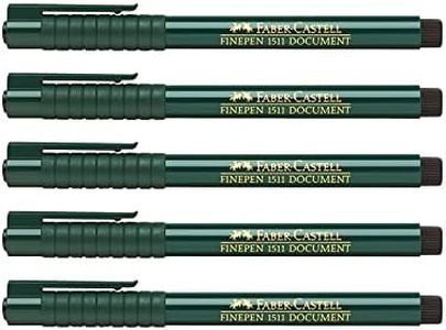 FABER-CASTELL 205003 Finepen 151199 Lot de 5 stylos à fibre Noir 0,4 mm