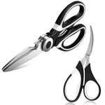 Kitchen Poultry Shears + Seafood Shears for Crab Legs, All-Purpose Stainless Steel Kitchen Scissors Pack of 2, Kitchen Aid Poultry Shears for Chichen Bones, Shrimp Cutting Scissors, Crab Leg Shears