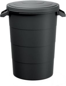 Regenwasser Tank 80 Liter mit Deckel - anthrazit - Universal Kunststoff Tonne mit Tragegriffen - Regentonne Regenfass Allzweck Garten Abfall Eimer