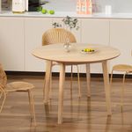 Levede Round Dining Table, Oak Veneer or Melamine Top, Rubberwood Base, Anti-Slip, for Kitchen/Cafe/Restaurant, Partially Assembled(120cm x 120cm x 75cm, Natural)