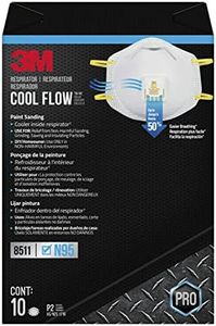 3M N95 Respirator 8511, Cool Flow Valve, 10 Pack, NIOSH-APPROVED, Advanced Filter Media For Easy Breathing, Comfortable For Long Periods Of Wear, Helps Filter Pollen, Mold Spores & Dust (8511PB1-A-PS)