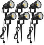 Romwish Landscape Spotlights, Outdoor Landscape Lighting for Yard, 3000K Warm White Landscaping Lights with Stake, 5W IP65 Waterproof Flag Spotlight for House Garden Lawn Decorative (6 Pack)