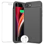 Charging Case for iPhone 8/7/6s/6/SE (2022/2020) - Slim 6000mAh Battery Case with 360°Protection and Rechargeable Extended Battery Charger for 4.7-inch iPhone8/7/6S/6/SE(3rd & 2nd Generation), Black