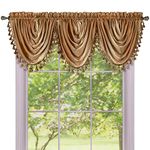 Soft Waterfall Valance Window Curtains - 46 Inch Width, 40 Inch Length - Ombre (Sandstone) - Light Filtering Decorative Polyester Drapes for Bedroom Living & Dining Room by Achim Home Decor