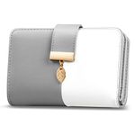 Faneam Leather Wallet for Women RFID Blocking Wallet Women's Small Purse Ladies Bifold Purse Credit Card Wallet with Lanyard, Zip Coin Pocket, 18 Card Slots, Exquisite Box, Gray