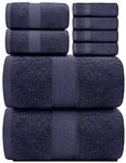 White Classic Luxury Navy Bath Towel Set - Combed Cotton Hotel Quality Absorbent 8 Piece Towels | 2 Bath Towels | 2 Hand Towels | 4 Washcloths [Worth $72.95] 8 Pack | Navy