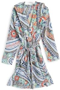 Vera Bradley Women's Lightweight Fleece Robe (Extended Size Range), Citrus Paisley, XX Large - XXX Large