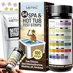 Health Metric Hot Tub Test Strips - 100 ct - 5 in 1 Alkalinity Chlorine Water Hardness pH Test Strips - Spa Water Testing Kit Calibrated for Warm Water