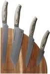 Messermeister Carbon 5-Piece Magnet Knife Block Set - Bohler K110 High Carbon Steel with a Ceramic Stonewash Finish - Resin-Stabilized Wood Handles - Handcrafted in Maniago, Italy