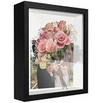 TouYinger 11x14 Shadow Box Frame with Letter Stickers, Graduation Memories Frame, Display Case Box for Memorabilia, Baby Items, Wedding Memories, Crafts, Tickets and Photos (Black, 11x14)