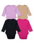 Leveret 4 Pack Long Sleeve Baby Girls Bodysuit 100% Cotton Solid 12-18 Months