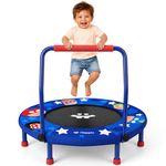 Happin® 36" Kids Trampoline, Foldable Mini Toddler trampoline Ages 2-6 with Adjustable Handle, Noise-Free Small Trampolines for Kids with Safety Pad, Indoor & Outdoor