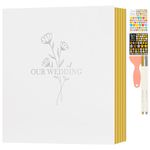 Lanpn Wedding Self Adhesive Photo Album Scrapbook 80 Pages, Linen Photos Albums DIY Sticky Magnetic Pages holds 6x4 7x5 A4 A5 Picture for Wedding (Large, 40 sheets, White)