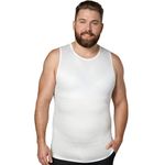 QORE LOGIQ Gynecomastia Compression Shirts for Men - Sleeveless Slimming Undershirts Tummy Control and Body Shaper Tank Top (CA/US, Alpha, Large, Regular, Regular, 1, White)