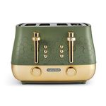 Morphy Richards Cassini 4 Slice Toaster, Variable Browning and Width Slots, 6 Power Levels, Removable Crumb Tray, Illuminated Buttons, High Lift, Defrost, Reheat, 800W, Olivine Green, 243022