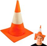 Traffic Cone Hat - Unisex Party Hats for Adults, Hen and Stag Do Party Accessories, Silly Funny Novelty Hat, Orange and White Fancy Dress Road Cone, Halloween Costumes