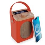 Portable DAB+ Radio with Bluetooth | 15 Hour Battery Playback and Mains Powered | Dual Alarm & Snooze Function| 20+ Presets, LED Display, FM, Headphone Jack | MAJORITY Little Shelford (Red)