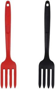 Septe 2pcs 11.6 Inch Silicone Flexible Forks, Heat Resistant Silicone Long Forks for Cooking,Non Stick Fork for Kitchen (Red,Black)
