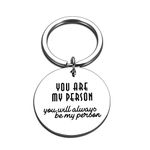 Friendship Key Chain to Best Friend BFF Valentines Gift for Women Men Him Her Birthday Christmas New Year Gift for Girlfriend Boyfriend Husband Wife Lovers Present You are My Person Key Chain Gifts