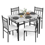 Tangkula Dining Table Set for 4, Kitchen Room Table Set with Metal Frame & Padded Seat, Dining Table and Chairs Set of 4 for Dining Room, Space Saving