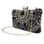 zebrum Womens Evening Bag/Clutch,Vintage Handmade Wedding Party Handbag/Purse/Party Bag(Black-Beaded)