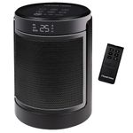 Russell Hobbs Space Heater in Black & Silver 1500W Portable Oscillating Ceramic Round Electric Heater, Low Energy Digital Display, 4 Modes, 24hr Auto Timer, Overheat Protection, RHCH2002S