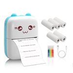 Mini thermal printer,Portable Labler Maker with 6 Rolls Paper,Bluetooth Sticker printer Wireless Inkless printer Compatible with iOS/Android for Study Notes Journal,Memo,Photo,Lists,QR,Adress